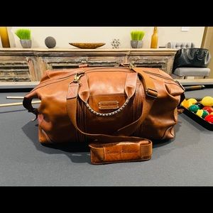 Tommy Bahama Leather Cognac Duffle Bag